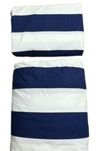 Ralph Lauren Carnegie Hill 2 Queen Sheets Flat Fitted Navy &amp; White Wide Striped - £40.03 GBP