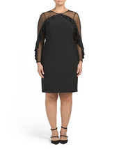 New Rm Richards Black Ruffle Sheath Dress Size 16 W Women - $69.74