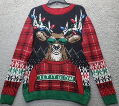 Ugly Holiday Christmas Sweater Mens Large Multi Ribbed Hem &amp; Cuff Long Sleeve - $23.09