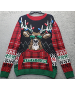 Ugly Holiday Christmas Sweater Mens Large Multi Ribbed Hem &amp; Cuff Long S... - $33.31 CAD