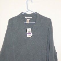 NWT GEOFFREY BEENE 2XL Super Soft Pulllover 3Button Argyle Sweater Gray ... - £17.31 GBP
