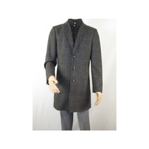 Men RENOIR Wool Blend Charcoal Gray English Plaid 3/4 Length Coat 43-18-095 image 5