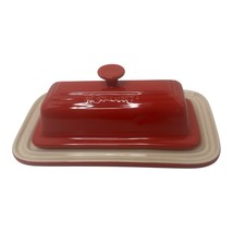 Le Creuset Stoneware Red 2 Piece 1/4 LB Butter Dish Lid &amp; Bottom Set 11-39 - £18.21 GBP