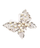925 Sterling Silver Vintage Brooch Pin Swirly Cut Beaded Pearl Butterfly... - $125.40 CAD