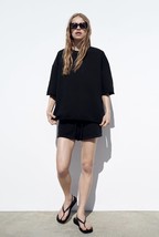 Zara Short Sleeve Black Sweatshirt Size M - £9.76 GBP