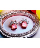 Cute Animal Paw Design With Shiny Opal Decor Stud Earrings Cute - $201.94 MXN