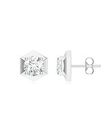 KICKY & PERKY 925 Sterling Silver Round Shape Moissanite Stone Studded Earring J - $95.20