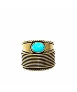 Global Crafts Adjustable Brass &amp; Turquoise Statement Ring, Made in India... - £17.77 GBP
