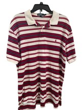 Men’s Polo Ralph Lauren Short Sleeve Golf Shirt Red White Blue Stripe Size L - £9.17 GBP