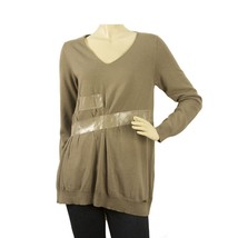 Atos Lombardini Taupe Oversized Wool Knit Top Long Sleeve Sweater wιth t... - $64.35