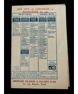 Vtg Nord Sud Metro Paris France Map Advertising Soldiers Sailor Club Cir... - $68.37 CAD