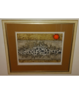 MID CENTURY ABSTRACT BRUTALIST CITYSCAPE LITHOGRAPH SIGNED DATED MATTED ... - £1,160.27 GBP