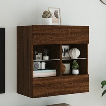 TV Wall Cabinet with LED Lights Brown Oak 58.5x30x60.5 cm - £40.71 GBP