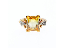 10K Yellow Gold Yellow Topaz &amp; Diamonds Ring Size 9.5 - $397.48