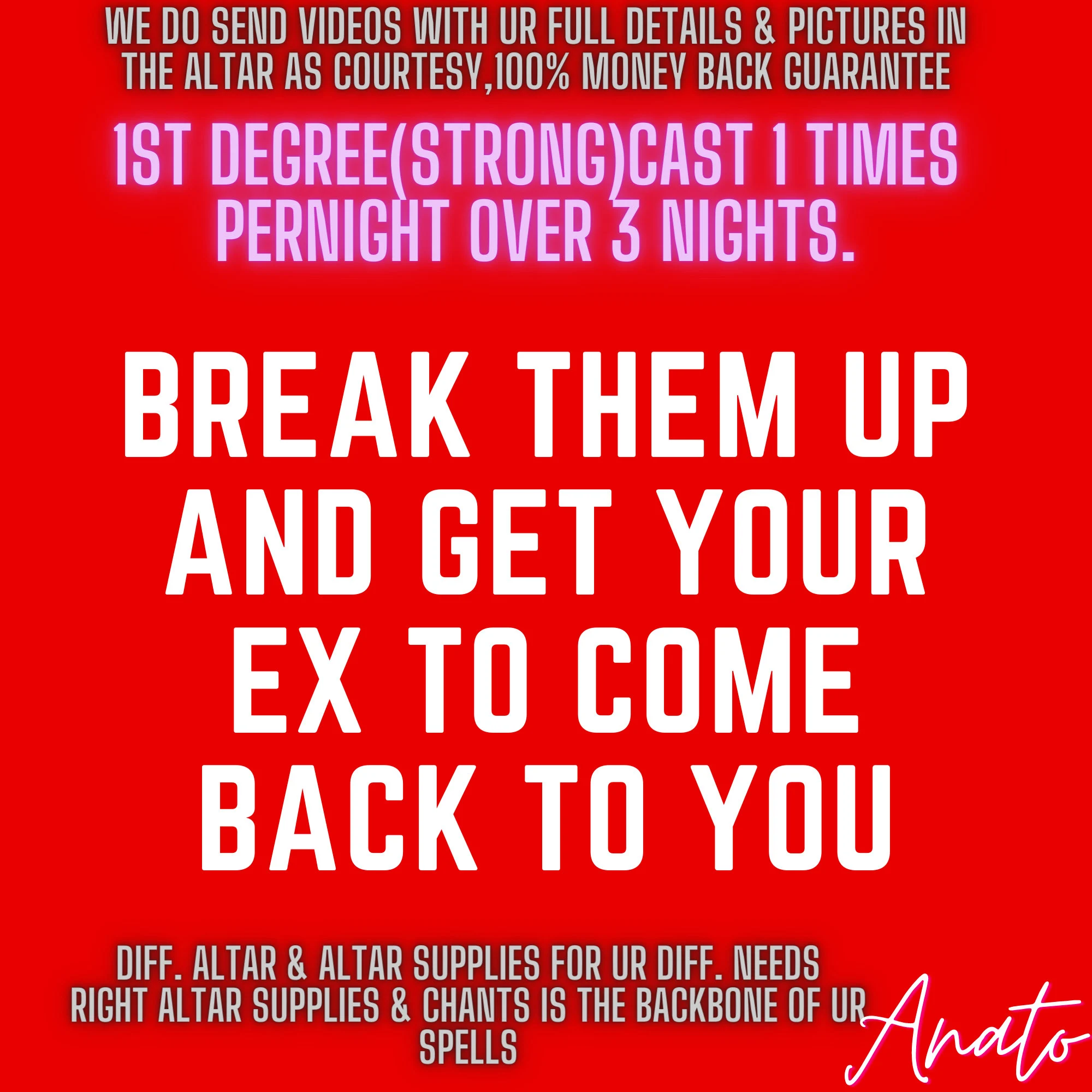 bring back your ex Up and Come Back Love Spell Break them up - $600.00