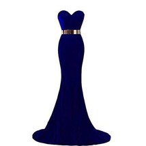 Kivary Sweetheart Mermaid Long Velvet Prom Dress Gold Sash Evening Party Gown Ro - £94.34 GBP