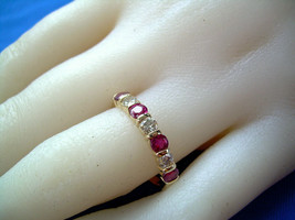 2Ct Lab Created Diamond Ruby Band Vintage Eternity Ring 14k Yellow Gold Finish - £95.35 GBP