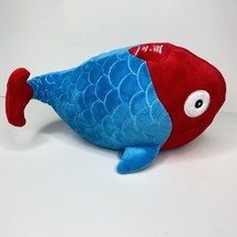 Fish Plush Red Blue Stuffed Sea Animal High Quality Colorful Rare 13&quot; - £18.59 GBP
