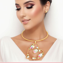 Aurora Borealis Multi Stone Angled Heart Set - $52.49