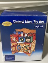 Vintage Genuine Stained Glass Toy Box Chest Decorative Accent / Holiday Lamp NEW - £55.09 GBP