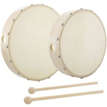 10 Inch &amp; 8 Inch Hand Drum Musical Hand Percussion Wood Frame Drum With ... - £23.48 GBP