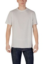 Armani Exchange Men T-Shirt Beige Short Sleeve Designer Logo Tee 2025 Co... - $85.17 CAD