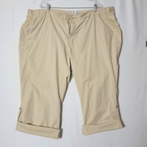 Avenue Womens Plus Size 26  Cargo Khaki Pants Roll Tab Option Classic Co... - $12.61