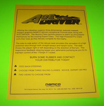 Ace Driver Arcade Flyer Original Video Game Promo Art 1994 Retro Vintage - £12.32 GBP