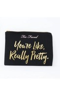 Too Faced You&#39;re Like, Really Pretty Canvas Zipper Cosmetic Soft Bag Bla... - £7.76 GBP