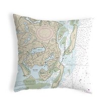 Betsy Drake Chatham Harbor, MA Nautical Map Noncorded Indoor Outdoor Pillow - £43.50 GBP