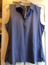 Nwt Ladies Fairway &amp; Greene Periwinkle Blue Heather Sleeveless Golf Shirt - M - £27.03 GBP