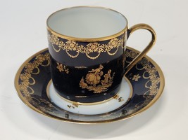 Limoges France Cup &amp; Saucer- Cobalt w/ 22k Gold Accents - $33.87 CAD