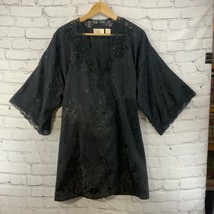 Victoria’s Secret Black Kimono Robe Vintage 90’s Lingerie Silky Lace Tri... - £31.57 GBP