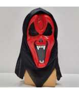 Vintage Funworld Ghost Devil Vampire Mask Red Evil Face Hooded Adult Hal... - $36.62