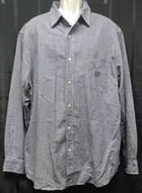 Chaps Men Casual Checkered Button Down Blue Long Sleeve Shirt Size XXL - $14.77