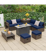 9 Pieces Outdoor Patio Furniture Set with 42 Inch Propane Fire Pit Table... - €1.198,05 EUR