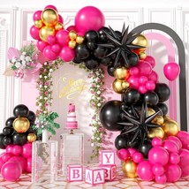 Black Pink Balloon Arch Kit, Hot Pink Black Balloon Garland Kit, Latex B... - £22.01 GBP