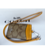 COACH signature Lanyard ID Card Holder F63274 Khaki Tangerine silver NWT... - $53.42 CAD
