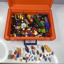 Construx Fisher Price Orange Plastic Case w/ Mixed Set Building Toys w/ Legos - £30.45 GBP