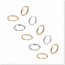 Stylish 16pcs Hand Polished 16mm Stainless Steel Hoop Earrings with 0.7m... - $39.59