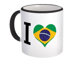 I Love Brazil : Gift Mug Flag Heart Crest Country Brazilian Expat - £12.57 GBP