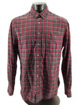 Vintage Gitman Bros Red Plaid Flannel Button-Down Shirt Large Made USA 80s - £41.26 GBP