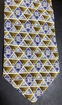 Mondo Italian Mens Triangle Pattern Gray Blue Olive Silk Necktie Tie 57&quot;... - $3.95