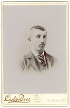Circa 1890&#39;S Cabinet Card Handsome Man Mustache Suit Castor Bros Carthage Mo - £9.59 GBP