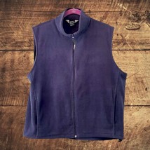 Vtg Woolrich Men’s Large Full Zip Up Fleece Vest Navy Blue - £8.40 GBP