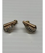 Vintage Gold Tone Geometric Clip Screw On Drop Dangle Earrings Estate Fi... - $187.97 MXN