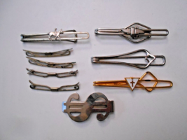 Vintage 9 Piece Lot Of Mens SILVER/GOLD Tie Clips - £19.10 GBP