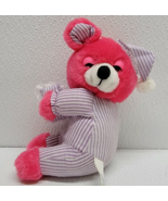 Vintage Nanco Purple Pajama Pink Bear Plush Pillow Sleepy Eyes Stuffed A... - $12.48 CAD