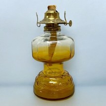 Vtg Pressed Amber Depression Glass Large Victorian Kerosene Oil Lamp No Chimney - £23.26 GBP