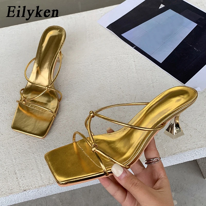 Eilyken 2024 New Summer  Women Slipper Low Heel Slides Female Peep  Square Heel  - £46.56 GBP